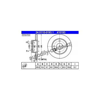 Brzdový kotouč Brzdový kotouč ATE 24.0110-0193 (AT 410193) - FORD