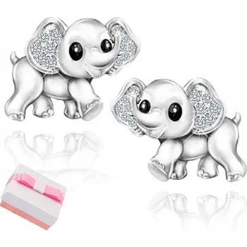 Náušnice STŘÍBRNÉ NÁUŠNICE SLONÍCI SLONI RODOVANÉ PUZETKY STŘÍBRO 925 PRO DÍVKU