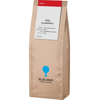 Káva Káva zrna Arabica Blue Drop Coffee Roasters PERUÁNSKÁ KÁVOVÁ KÁVA 100% SPECIÁLNÍ ARABICA 340 g