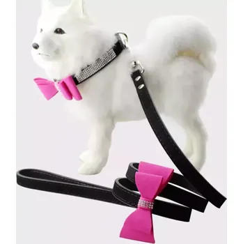 Obojek pro psa TopTechnology Flocking Diamond Studded Bowknot Pet Collar pro psy, velikost S, 1.5 * 37 cm (černý)