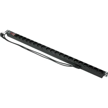 Rozvaděč Vertikální rozvodný panel XtendLan 20x230V, ČSN, vypínač, nadproudová ochrana, kabel 1,8m, výška 1U ZASUVKA20N-19