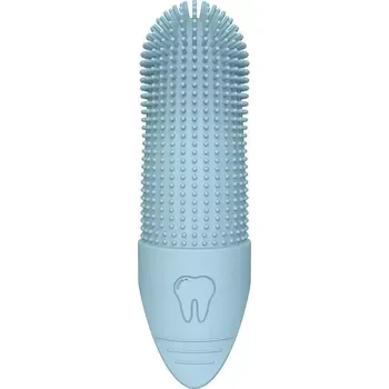 Péče o psí chrup TopTechnology Silikonový zubní kartáček pro domácí mazlíčky - kočky a psy (modrý)