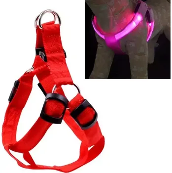 Postroj pro psa TopTechnology Dvojitý LED světelný postroj pro domácí zvířata, nylonový postroj pro kočky a psy, velikost S (červený)