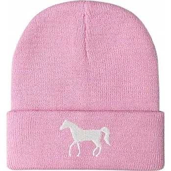 Čepice Podzimní zimní Čepice růžová unisex zimní čepice pro ženy s koněm