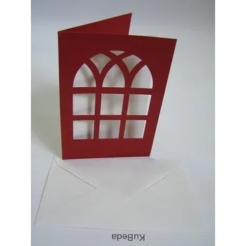 Vánoční přání 10,8 x 15,5 cm - okno - červená/bílá