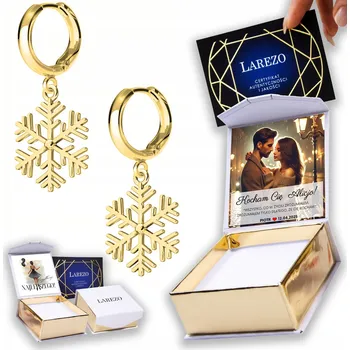 Náušnice Zlaté Náušnice 925 Vločky Sněhu Zima Sněhové Vločky Sníh Sněhové Vločky POTISK