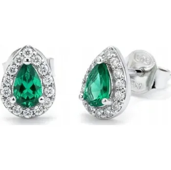 Náušnice STŘÍBRNÉ NÁUŠNICE 925 SLZY KAPKY ZELENÝ KÁMEN ZIRKON ELEGANTNÍ PECKY
