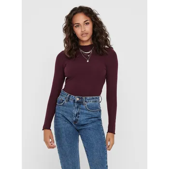 Dámské tričko Vínové basic tričko ONLY Emma - Dámské Only tmavě červená 1814571