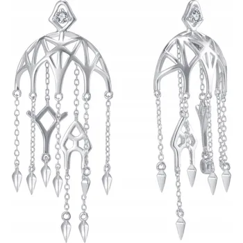 Náušnice Stříbrné velké náušnice dlouhé visací rhodiované puzetky stříbro o ryzosti 925