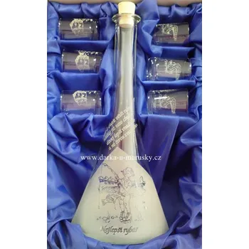 Pískovaná velká sada 6 + 1 dekor - RYBÁŘ