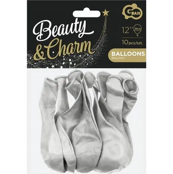 Balónek STŘÍBRNÉ METALICKÉ BALÓNKY dekorativní 10 KUSŮ 30 cm GODAN balónky LATEXOVÉ