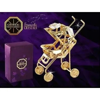 Kočárek Zlatý sportovní kočárek Swarovski Crystals figurka