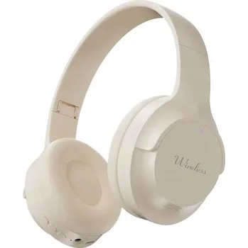 Sluchátka BEZDRÁTOVÁ SLUCHÁTKA PŘES UŠI K6 STYLOVÁ RETRO BLUETOOTH 5.3 BÉŽOVÁ