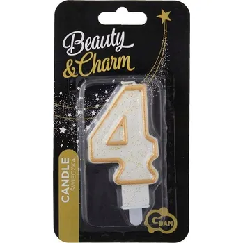 Dortová svíčka SVÍČKA S ČÍSLEM 4 na dort ZLATÝ OBRYS NAROZENINOVÉ SVÍČKY na dort