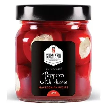 Omáčka Gurmano Červené papričky plněné sýrem HOT palivé, 290g