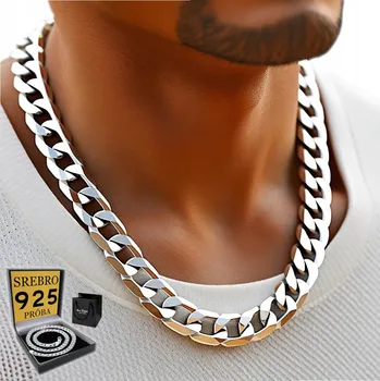 Řetízek GRUBY Stříbrný Řetízek Męski STŘÍBRO ryzost 925 PLNÝ PANCR ŘETĚZ