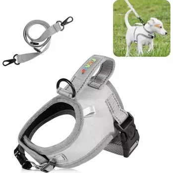 Postroj pro psa TopTechnology FunAdd Hrudní popruh pro psy, reflexní a prodyšný nylon, velikost S (šedý)