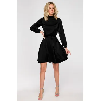 Dámské šaty MAKOVER K157 ROZŠÍŘENÉ ŠATY (XL) ČERNÉ