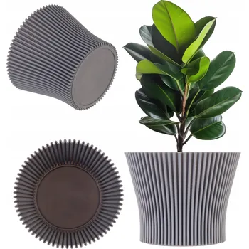 Květináč Šedý plast Květináč Kadax 13,5 cm x 13,5 x 10,5 cm