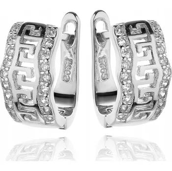 Náušnice STŘÍBRNÉ NÁUŠNICE PODKOVY ŘECKÝ VZOR ZIRKONY