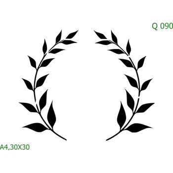Plastová šablona pro malování - Srdce a věnečky - Vavřínový věnec (Q090) - A4 , Nelepící folie