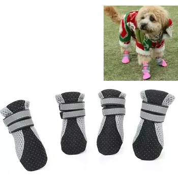 Obleček pro psa TopTechnology 4 v 1 Boty pro psy - Ochranné boty pro malé psy, Velikost: L (Černé)