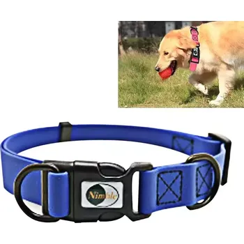 Obojek pro psa TopTechnology Voděodolný nastavitelný obojek pro psy z PVC, vhodný pro silné psy, velikost: L, obvod krku: 39-63 cm (Modrý)