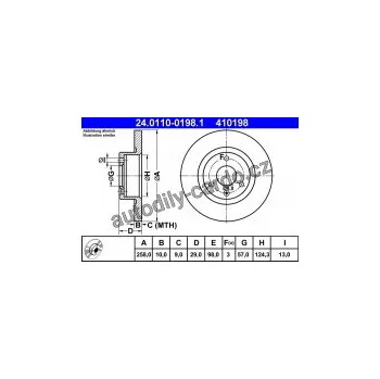 Brzdový kotouč Brzdový kotouč ATE 24.0110-0198 (AT 410198) - CITROËN