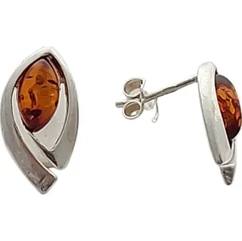 Náušnice Jantarové náušnice hnědé na puzetu