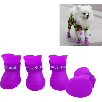 Obleček pro psa TopTechnology Lovely Pet Dog Shoes - Voděodolné gumičkové boty pro psy, S, 4.3 x 3.3 cm (Fialová)