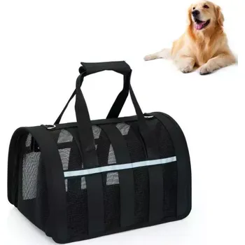 Taška pro psa a kočku TopTechnology Skládací prodyšná taška pro domácí zvířata, velikost S (Černá)