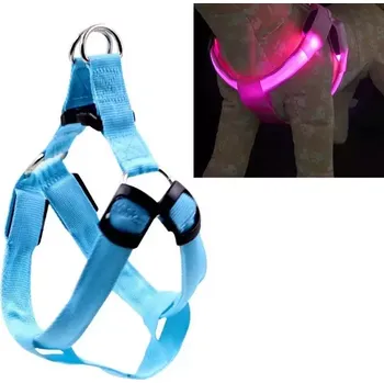 Postroj pro psa TopTechnology Double Sided LED světelný postroj pro domácí zvířata, nylon, pro kočky a psy, velikost: M (modrý)