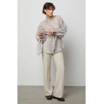 Dámské kalhoty Kalhoty Answear.LAB dámské, béžová barva, jednoduché, high waist HU0052.FWK 01X, vel. L