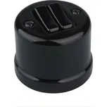 X-SITE RETRO dvojvypínač keramika nástěnný černý bez rámečku