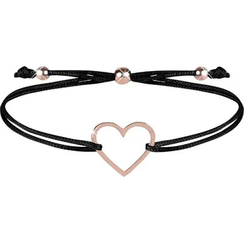 Náramek Troli Šňůrkový náramek se srdíčkem černá/bronzová + 2 měsíce na vrácení zboží