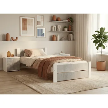 Postel Postel IKAROS DOUBLE 90 x 200 cm, beton/bílá Rošt: Bez roštu, Matrace: Bez matrace