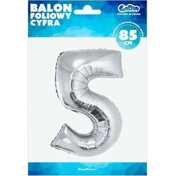 Balónek BALÓNKY s ČÍSLY číslice 5 VELKÉ 85 cm STŘÍBRNÉ metalické GODAN balónek fólie