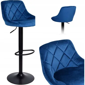 Barová židle Barová židle Barová Židle s nastavitelnou výškou, kuchyňská, velurová Toledo Loft, modrá Velvet