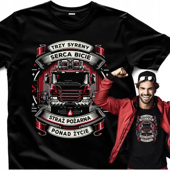 Pánské tričko Pánské Tričko pro hasiče - Tři sirény, srdeční tep, Hasiči, život - Velikost M