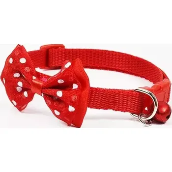 Obojek pro psa TopTechnology Nastavitelný obojek s mašlí a zvonečkem pro kočky a psy (červený)