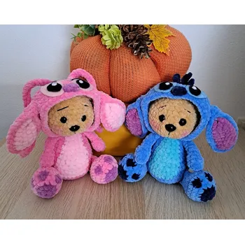 Hračka pro nejmenší Prosperk Háčkovaná hračka Medvídek stitch Barva: Růžová