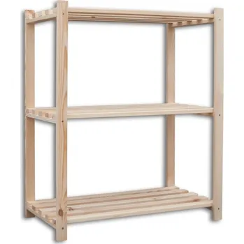 regál Biedrax Regál dřevěný laťkový 60 x 75 x 90 cm, 3 police Barva: Přírodní