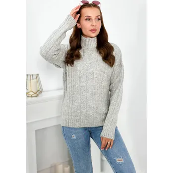 Dámský svetr Kesi Rolák se vzorem Isha - výprodej Barva: Šedá, Velikost: UNI