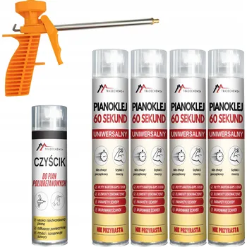 Průmyslové lepidlo 60 sekundová PU pěna – rychleschnoucí, silné lepidlo + čistič + pistole