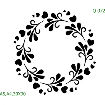 Plastová šablona pro malování - Srdce a věnečky - Věneček (Q072) - A5 , Lepící fólie