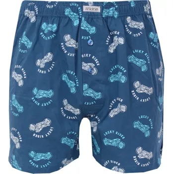 Trenýrky Pánské bavlněné trenky s jemným vzorem kostky Andrie PS 5892 petrol velikost XXL-58/60