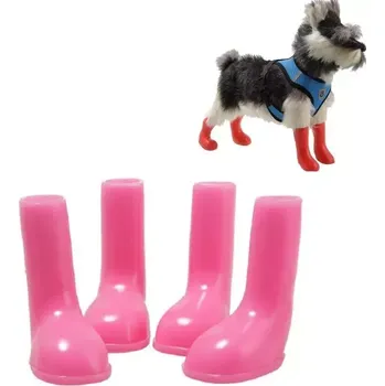 Obleček pro psa TopTechnology 4 ks/set voděodolné psí boty do deště, velikost M (růžová)