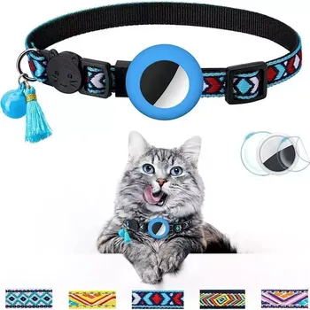 Obojek pro psa TopTechnology Barevný zvonkový třásňový obojek pro sledovač Airtag (modrý)