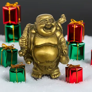 Buddha soška Hotei 3 / zlatý 9 cm