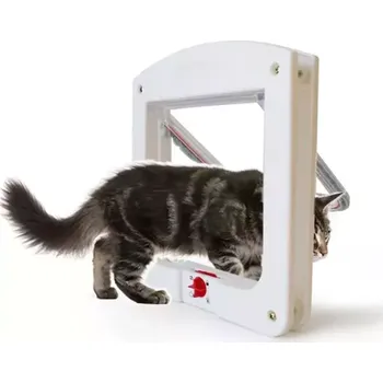 Dvířka pro psa TopTechnology Průhledná dvířka pro kočky a malé psy, univerzální 4-cestné uzamčení (bílá)